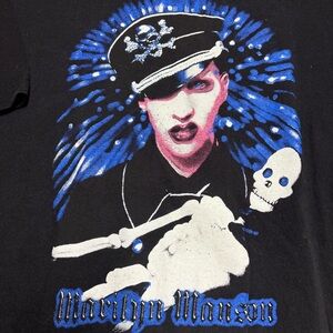 2005 bootleg Marilyn Manson skeleton tee cut tag size large on fruit of the loom